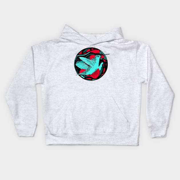 Turqred Circle of The Hummingbird Kids Hoodie by kenallouis